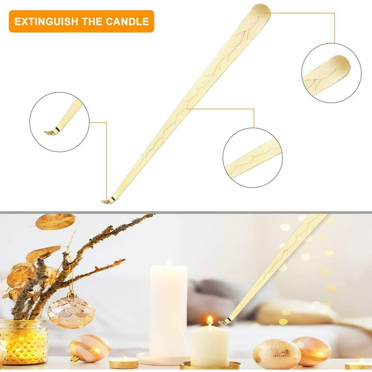 Candle Accessory Set, 3-in-1 Candle Accessories Tool Set with Candle Wick  Trimmer, Candle Snuffer, Candle Wick Dipper, Gift Bag for Christmas,  Thanksgiving, New Year, Party,Gold 