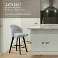 thumbnail image 5 of Swivel Bar Stools Set of 2, Linen 24”H Upholstered Counter Height Bar Stool with Back, Mid Century Modern Bar Chair with Solid Wood Legs for Kitchen Island, Home Bar, Grey, 5 of 9