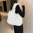 thumbnail image 6 of Striped Design Plush Bag Winter Fashion Shoulder Armpit Bags Large Capacity Furry Handbags Portable Cute Shopping Tote Bag, 6 of 10
