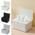 thumbnail image 1 of Funda para caja de pañuelos desechables, 1 unidad, 19 x 13 x 10 cm, organizador de plástico que protege los pañuelos de la humedad para encimeras de cocina, baño y tocador (negro)., 1 of 8
