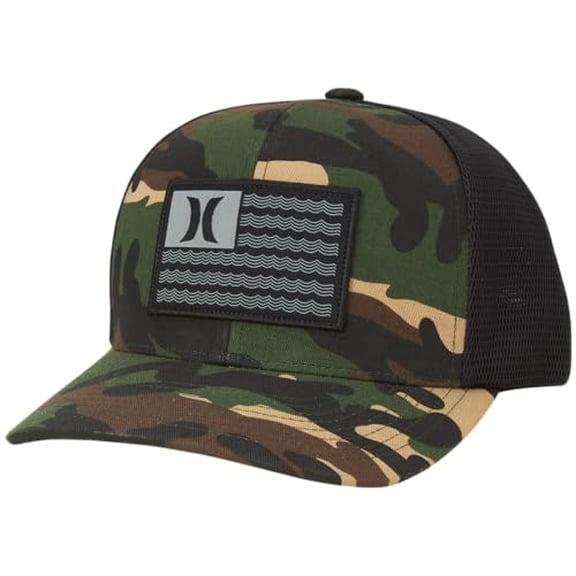 Hurley Men's Hat - Icon Flag Mesh Stretch Fitted Trucker Cap, Size Large-X-Large, Camo