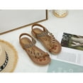 thumbnail image 5 of Anuirheih Bohemian Flat Flower Rhinestone Sandals Outer Beach Sandals Sandals Women Clearance(Brown), 5 of 9