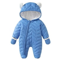 Krdevn Baby Boys Snowsuit Winter Warm Insulated Jumpsuit Cold Weather Outdoor Outfit for Toddlers,Color:Light Blue,Size:9-12 Months