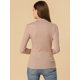 thumbnail image 5 of Blusa De Punto Allegra K Cuello Alto Clásico Manga Larga Top Acanalado Básico Para Mujer Rosa L, 5 of 6