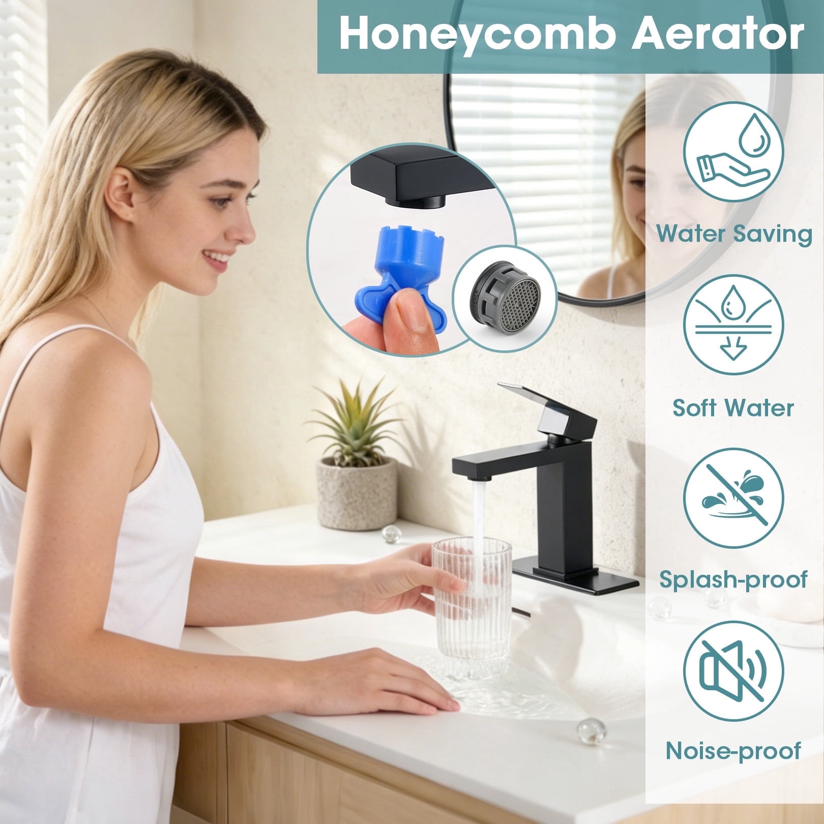 Wowkk Sanitary Ware Single Handle Bathroom Sink Faucet Modern SUS304 Stainless Steel Bathroom Faucet with Pop-up Drain and Water Supply Line, Faucets for Bathroom Vanity RV Sink, Matte Black