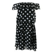 Betsey Johnson Black White Polka Dot Off-The-Shoulder A-Line Dress 10