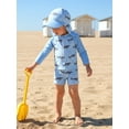 thumbnail image 4 of BemeyourBBs Toddlers Baby Boys 3 Piece Swimsuit Infant Bathing Suit Swim Shirt Trunk Shorts Set and Sun Hat Long Sleeve Shark Swimwear Sunsuit Newborn UPF 50+ Rash Guard, 4 of 9