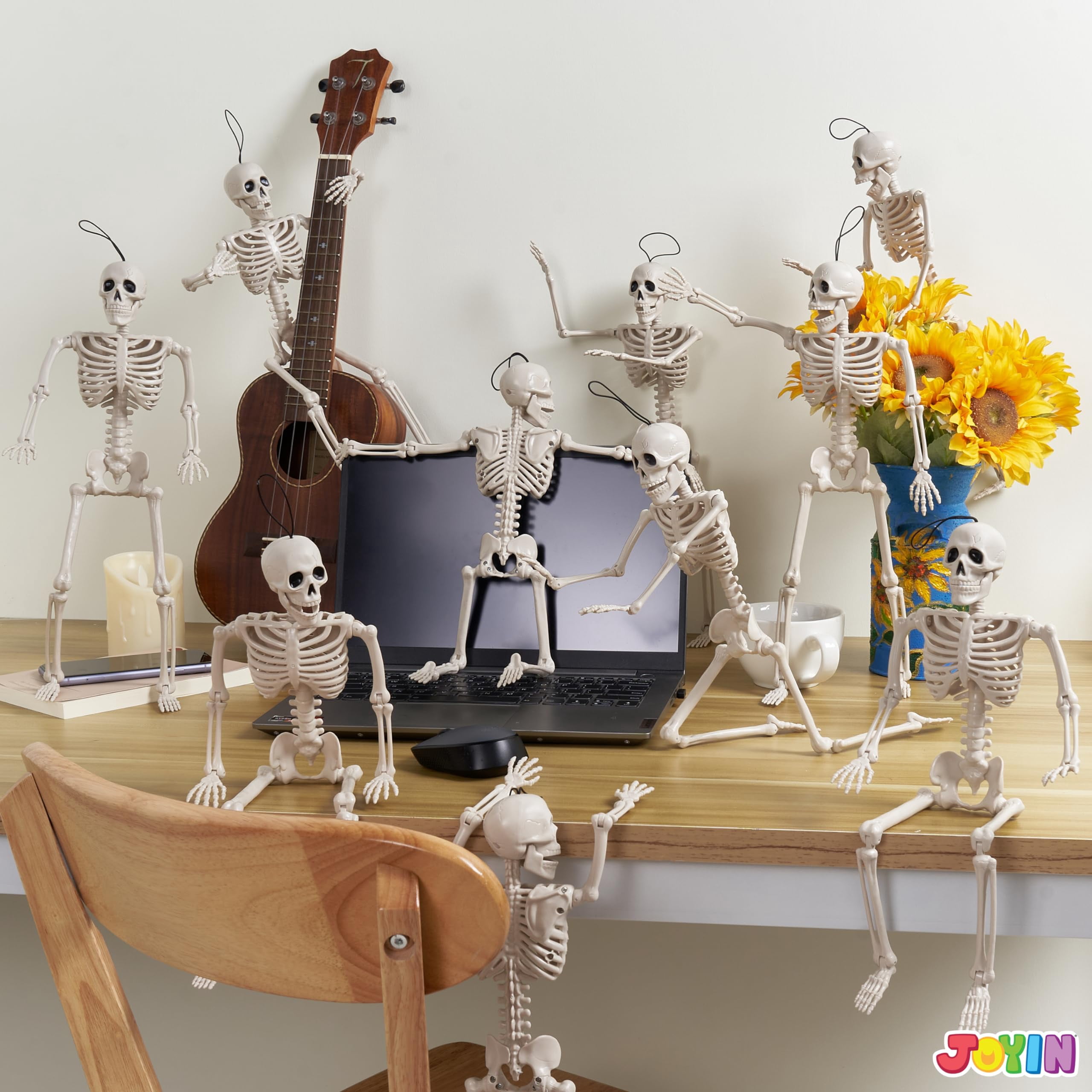 Lot De 12 Mini Squelettes Halloween 14 Cm - Avec Ficelle - Décoration Maison Hantée Et Fête - PVC - 5