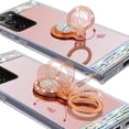 thumbnail image 6 of Compatible with Galaxy S23 Plus Makeup Mirror Case Diamond Glitter Rhinestone with Ring Stand Kickstand Cute for Girls Women Cover Bling Crystal Ring Holder Finger Grip Phone Case Rose Gold, 6 of 6