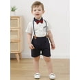 thumbnail image 4 of Toddler Baby Boys Gentleman Outfits Suits Formal Party Clothes Set Shirt Shorts Suspender Pants 1-5T, 4 of 16