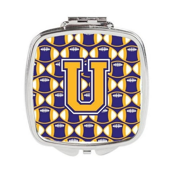Carolines Treasures  Letter U Football Purple & Gold Compact Mirror - Purple & Gold - 3in. H x 0.3in. W x 2.75in. L
