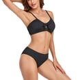 thumbnail image 3 of Traje de baño de 2 piezas para mujer, conjunto de Bikini de cintura alta con nudo trenzado transpirable a la moda para nadar en la playa, negro XL, 3 of 6