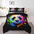 thumbnail image 5 of Homewish Kawaii Panda Print Queen Comforter Set for Kids, Modern Watercolor Splash Bedding Sets, Cartoon Animal Reversible Bedding Comforter Set, Lightweight Room Decor, 3pcs, 5 of 8