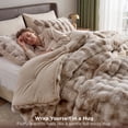 thumbnail image 5 of U by Bedsure Fluffy Comforter Set Queen, Beige Faux Fur Comforter Set, Soft Shaggy Plush Bubble Queen Size Bedding Comforter Sets, 3 Pieces Luxury Fuzzy Bed Set, 5 of 11
