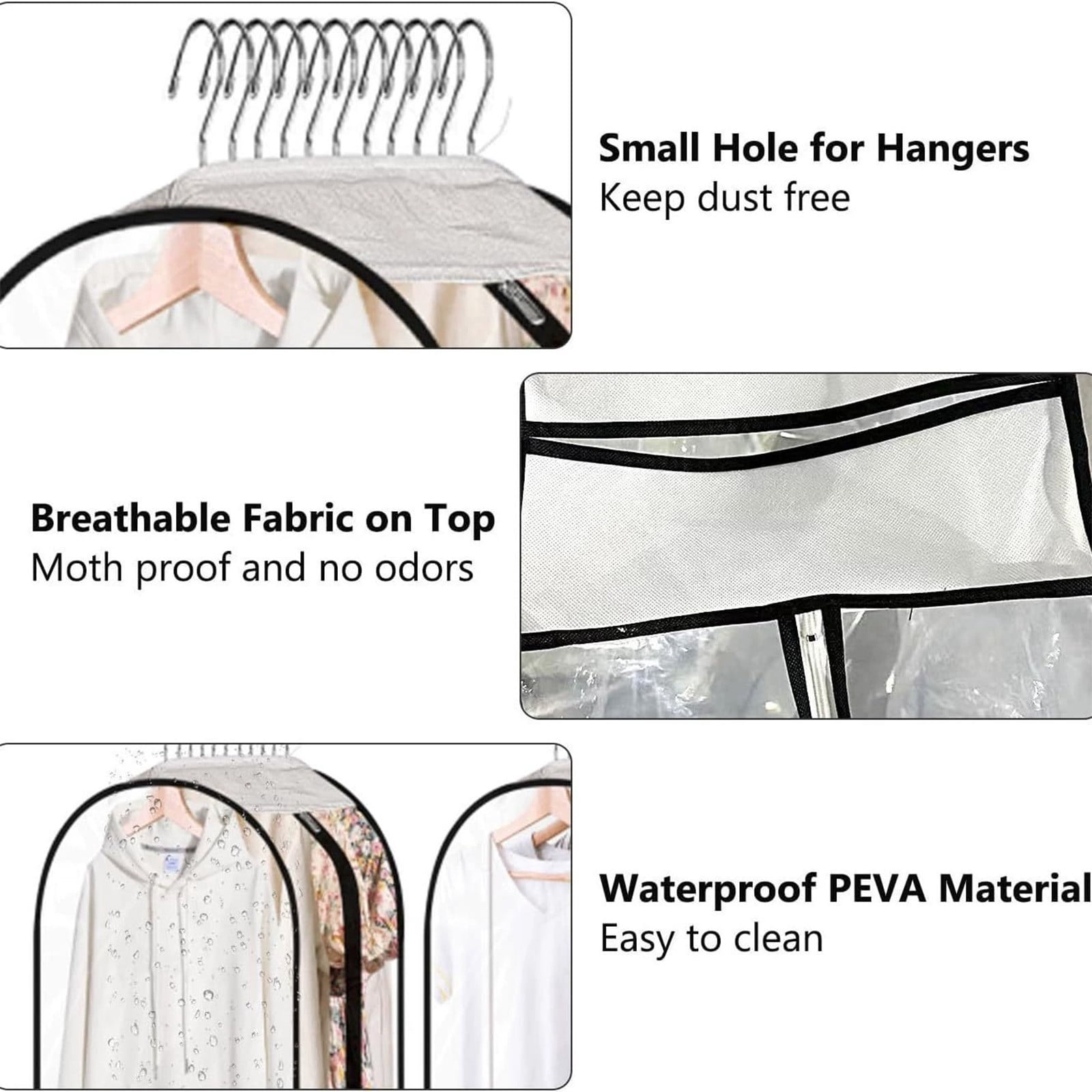 Xhegex Clear Gusseted Garment Bags for Closet Organization, Store Gowns, Suits, Dresses, Coats, and Uniforms, Keep Your Clothes Neat and Protected