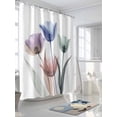 thumbnail image 3 of Simple Floral Shower Curtain, Blue Green Purple Flower Leaves Pattern Waterproof Shower Curtain Set with 12 Hooks Lightweight Washable Fabric Shower Curtains for Bathroom 48x72 Inches, 3 of 6
