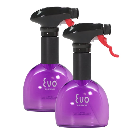 Evo Mini Oil Sprayers, Non-Aerosol For Olive Oil, Cooking Oils And Vinegars, Set Of 2, Purple, 8-Ounce Capacity, For Grilling, Roasting, Air Frying, Baking And Salad Prep