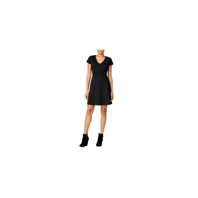 maison Jules Vestido ajustado y acampanado para mujer, negro, extra pequeño
