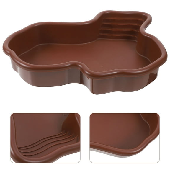 ELAYARD Reptile Water Dish Tortoise Bathing Pool ABS Coffee Swimming 1Pcs