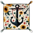 thumbnail image 2 of Women Girls Leather Square Dish Trinket Plate Jewelry Tray for Mothers Day Birthday Gift, Sunflowers Anchors Pattern, 2 of 6