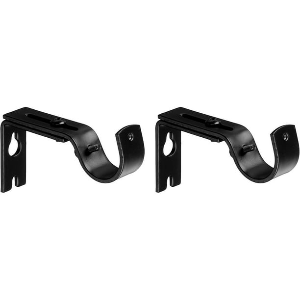 Ganchos de soporte de pared ajustables para barra de cortina, juego de 2, color negro.