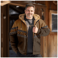 thumbnail image 2 of Men's Winter Print Hooded Jacket, Ethnic Pattern Fleece-Lined Thick Casual Zipper Coat for Outdoor Leisure and Holiday Gift,Army Green,6XL, 2 of 5