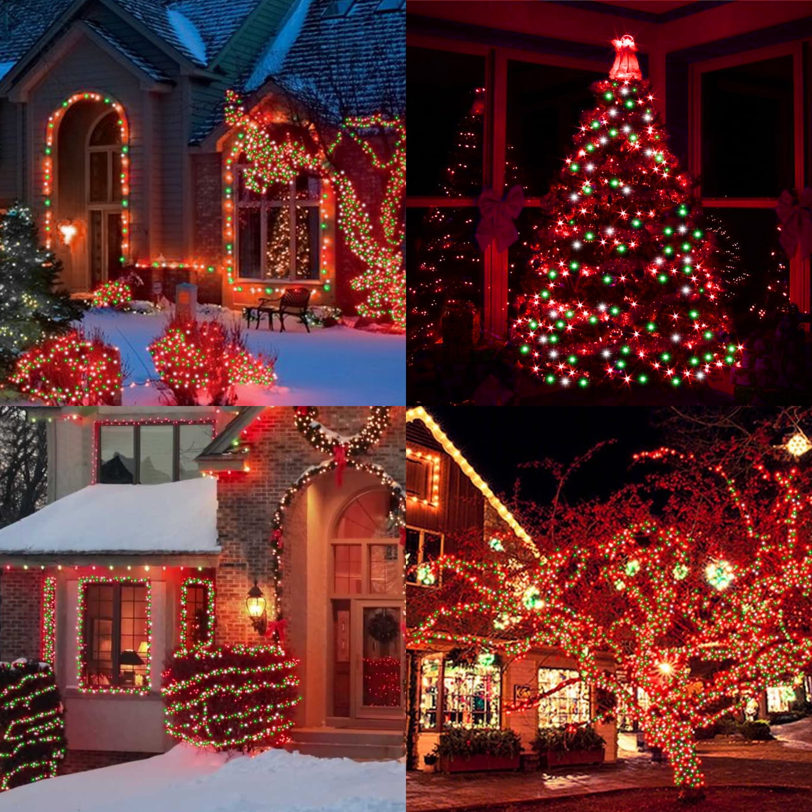 2 Pack Red Green Warm Christmas Mini Lights, 32.5FT 100 LED Clear Bulbs String Lights with 16 Light Modes, Fairy Lights Plug in for Outdoor Xmas Trees Garland Wreath Holiday Decorations