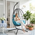 thumbnail image 4 of FFZ Outdoor Swing Egg Chair with Stand, 350Lbs Heavy-Duty Wicker Egg Hanging Patio Chairs for Outside, Comfy Porch Swinging Chair with Thick Cushion Balcony Backyard Bedroom Indoo, 4 of 11