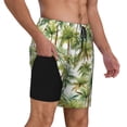 thumbnail image 3 of Picia Green Hawaii Palms pattern Mens Swim Trunks with Compression Liner Stretch Beach Shorts Quick Dry with Zipper Pockets No-Chafing Board Shorts-XX-Large, 3 of 9