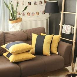 Set Of 4 Yellow And Black Center Pillow Covers Set Of 4 Yellow And Black Center Pillow Covers