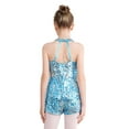 thumbnail image 2 of Kaerm Kids Girls Shiny Sequins Dance Party Short Jumpsuit Halter Neck Pageant Banquet Romper One Light Blue 8, 2 of 5