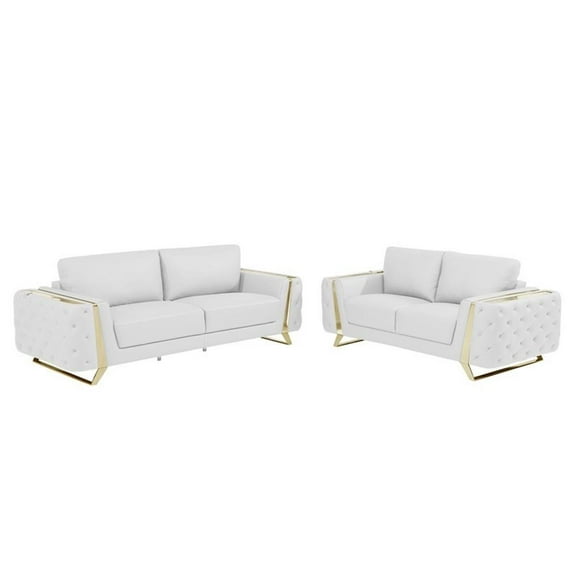 Titan Furnishings Modern Genuine Italian Leather Upholstered Sofa Set