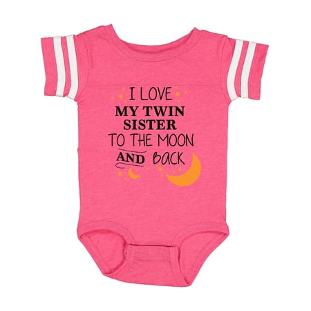 

Inktastic I Love My Twin Sister To The Moon and Back Gift Baby Boy or Baby Girl Bodysuit