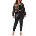 thumbnail image 2 of Agnes Orinda Women's Plus Size Sequin Long Sleeve Party Crop Bomber Jackets 2X Champagne, 2 of 6