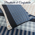 thumbnail image 3 of Cozy Line Home Fashions Navy Orange Striped Boy 100% Cotton Reversible Quilt Bedding Set, Queen 3-Piece, 3 of 8