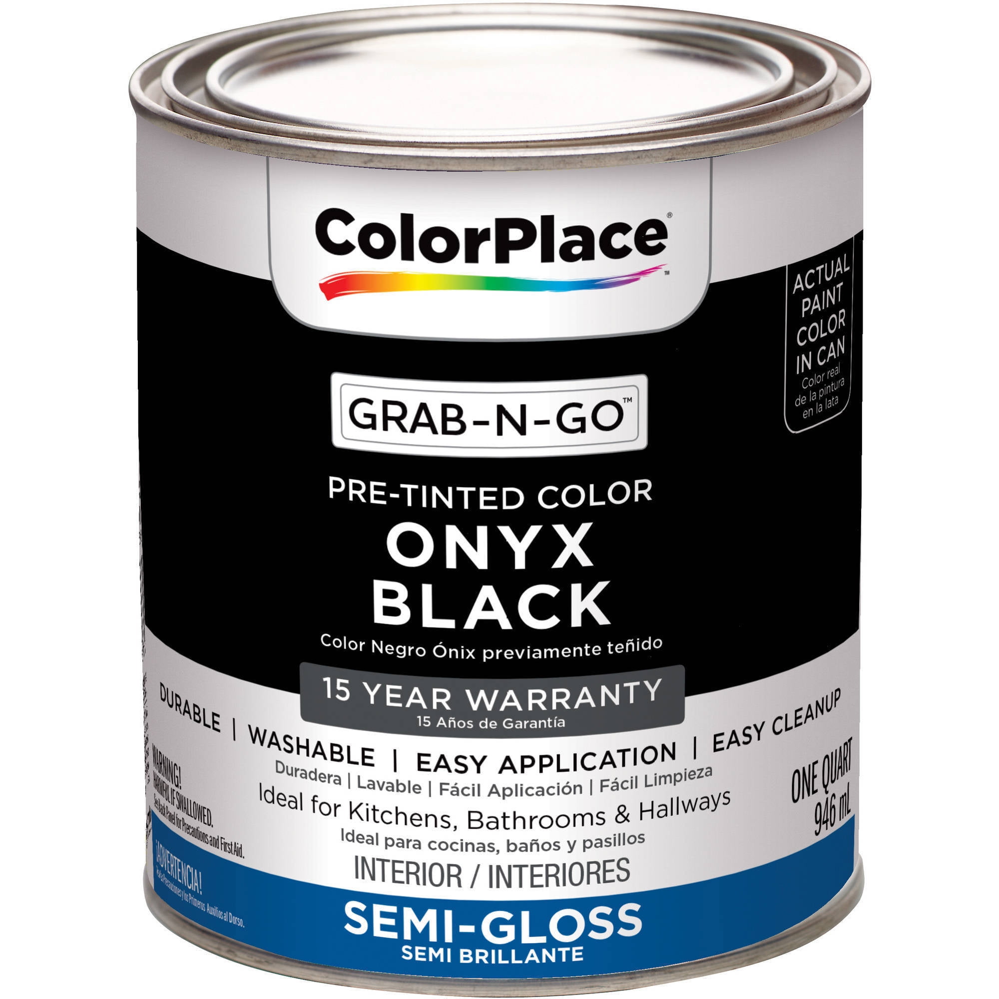 Colorplace Ready To Use Interior Paint Onyx Black 1 Quart Semi Gloss Walmart Com Walmart Com