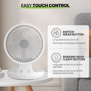 Magshion USB Desktop Fan, Rechargeable Foldable Wall Mounted Cooling Fan with LED Night Light, 4 Speed Adjustable Air Cooler Fan For Home Kitchen, White