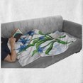 thumbnail image 6 of Flower Soft Flannel Fleece Blanket, Hand Drawn Floral Spring Garden Fresh Lily Blooms Leaves Plants, Cozy Plush for Indoor and Outdoor Use, 50" x 70", White Fern Green and Sea Blue, by Ambesonne, 6 of 6