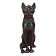 thumbnail image 2 of Egyptian Goddess Bastet Cat Sitting Figurine In Rustic Aged Bronze Patina Finish, 2 of 8