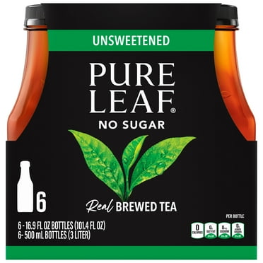 Lipton Pure Leaf Unsweetened Real Brewed Black Iced Tea, 16.9 fl oz, 6 Pack Bottles