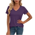 thumbnail image 4 of Eagokdc Womens T Shirt Casual V-Neck Large Loose Soft Tee Lightweight Short Sleeve Basic Plus Tops Blouse Size S-2XL, 4 of 8