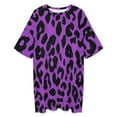 thumbnail image 3 of Purple And Black Cheetah Print Sleepshirts For Sleeping Travels Loose Sleepdress Pajama Dress Soft Nightdress Sleepwear, 3 of 7