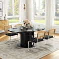 thumbnail image 3 of 47"–63" Extendable Round Dining Table with Storage Shelf Base, Converts to Oval Kitchen Table for 4–6, Modern Farmhouse, 3 of 9