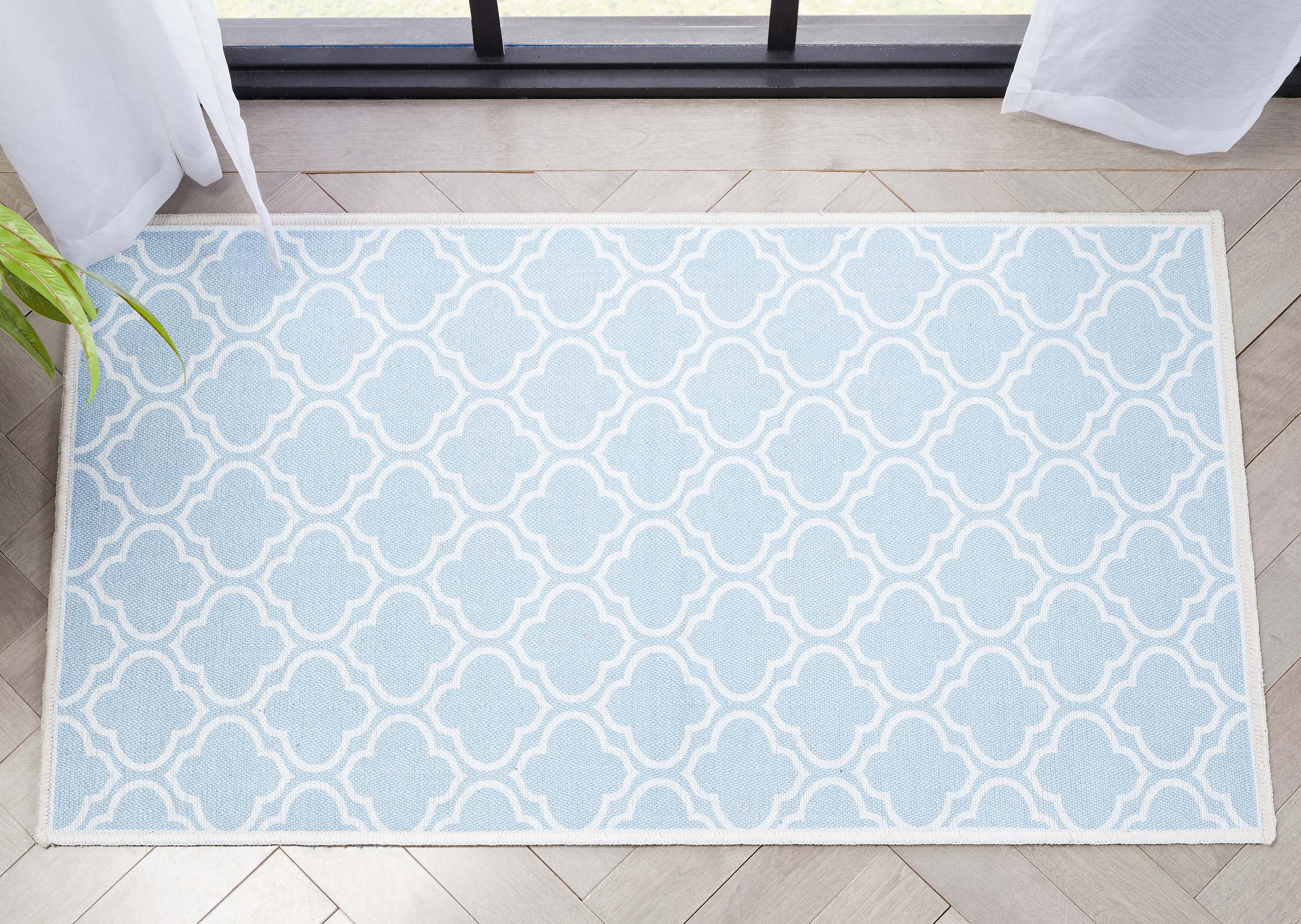 Well Woven Apollo Lattice Modern Moroccan Light Blue Ivory 2'3" x 3'11" Machine Washable Area Rug