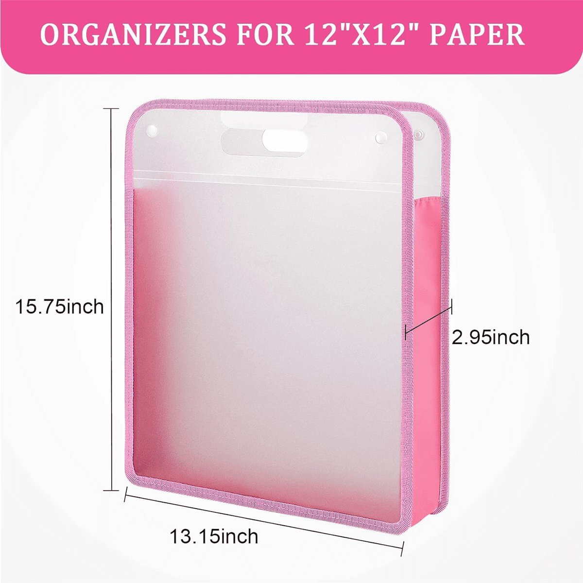 5 Pack Scrapbook Paper Organizer, Pink Expanding Paper , Portable Scrapbook Paper Storage with Button Closure