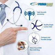 Primacare Stainless Steel Classic Stethoscope | Black Stethoscope with Dual-Head Chestpiece, No-Chill Rings & Ultra-Soft Ear tips Premium Medical Supplies for Doctors, Nurses, Students, 30 Inches