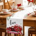 thumbnail image 5 of Valentine's Day Table Runner - 72 Inch Long Red Truck Roses Leaves Love Romantic Cotton and Linen Blended Dress Scarves Farmhouse Table Runner for Kitchen Dining, Coffee Table, 13" x 72", 5 of 8