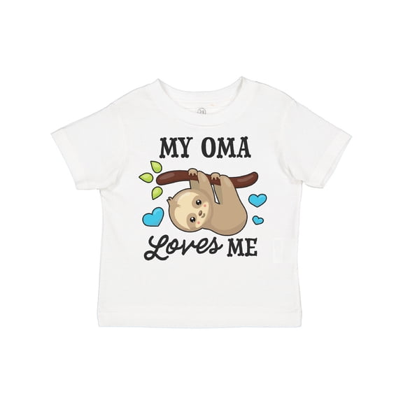Inktastic My Oma Loves Me with Sloth and Hearts Boys or Girls Toddler T-Shirt