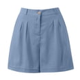thumbnail image 4 of MNCEKFOD Women's Bermuda Shorts 2Pcs Casual Short Sets Short Sleeve Button Down Lapel Shirt with Lounge Short Pants Blue L, 4 of 7