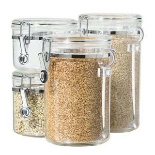 Oggi 4 Piece Square Glass Canister Set with Stainless Steel Screw